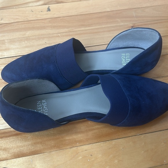 Eileen Fisher blue Flute Suede Flats size 6 mules slip-on - Picture 3 of 8